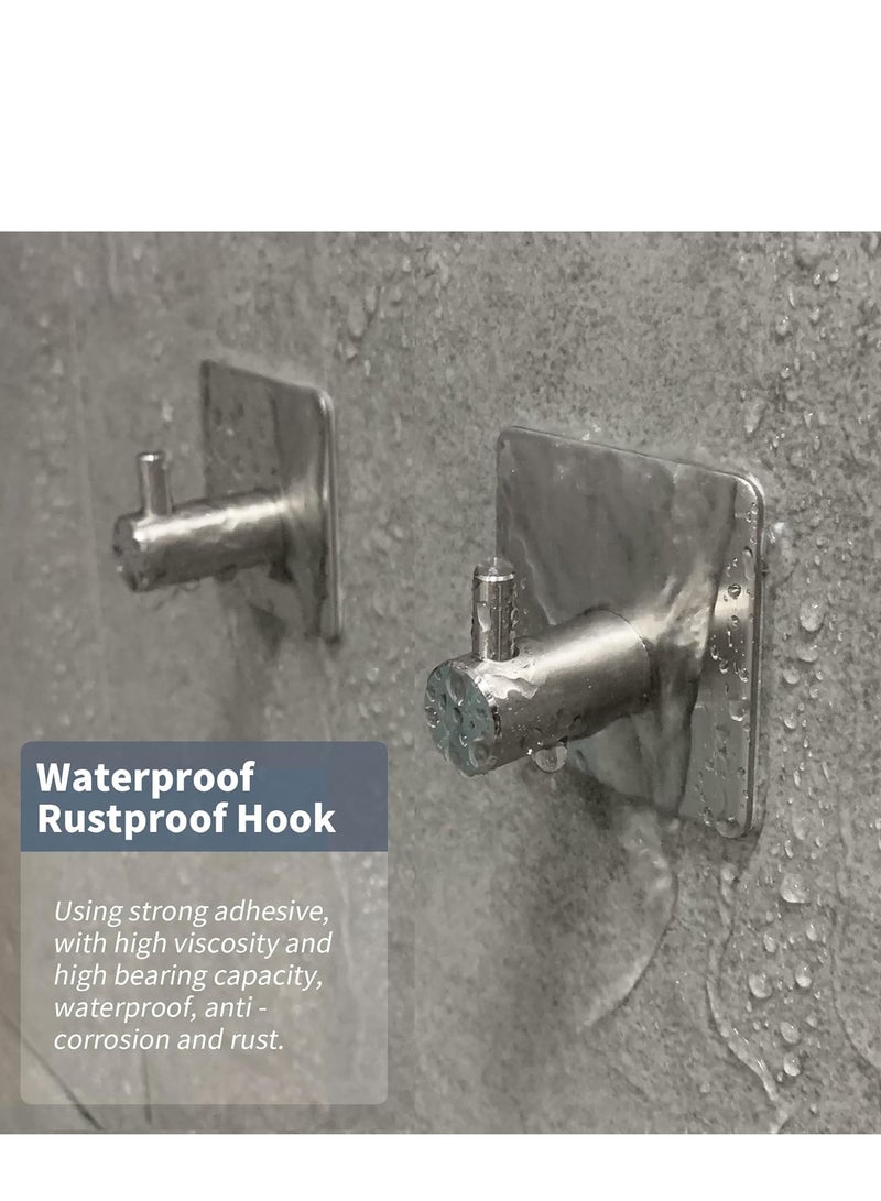 Adhesive Hooks Heavy Duty Wall Hooks Waterproof Stainless Steel Hooks for Hanging Coat, Hat,Towel Robe Hook Rack Wall Mount- Bathroom and Bedroom - Image 3
